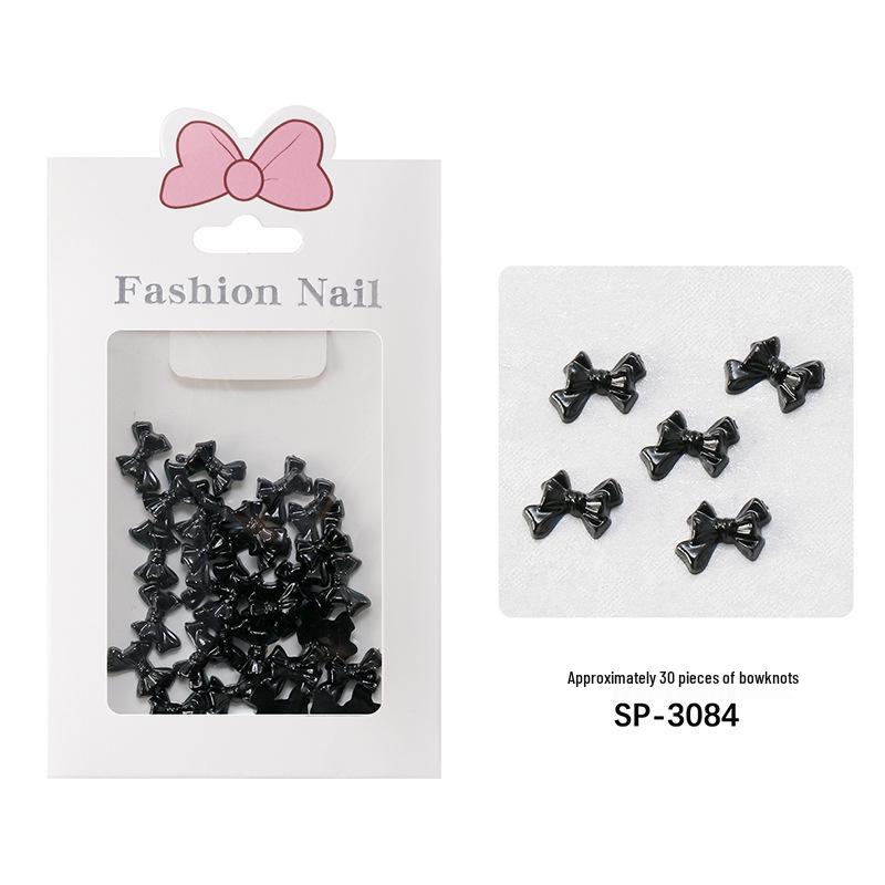 

3D Black & White Bowknot Nail Charms - 30 pieces