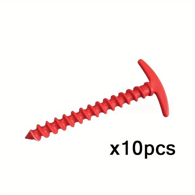

10 шт. гвоздь для заземления палатки для кемпинга на открытом воздухе, спиральный пластиковый гвоздь для палатки, аксессуары для навеса палатки, гвоздь для заземления 10pcs красный