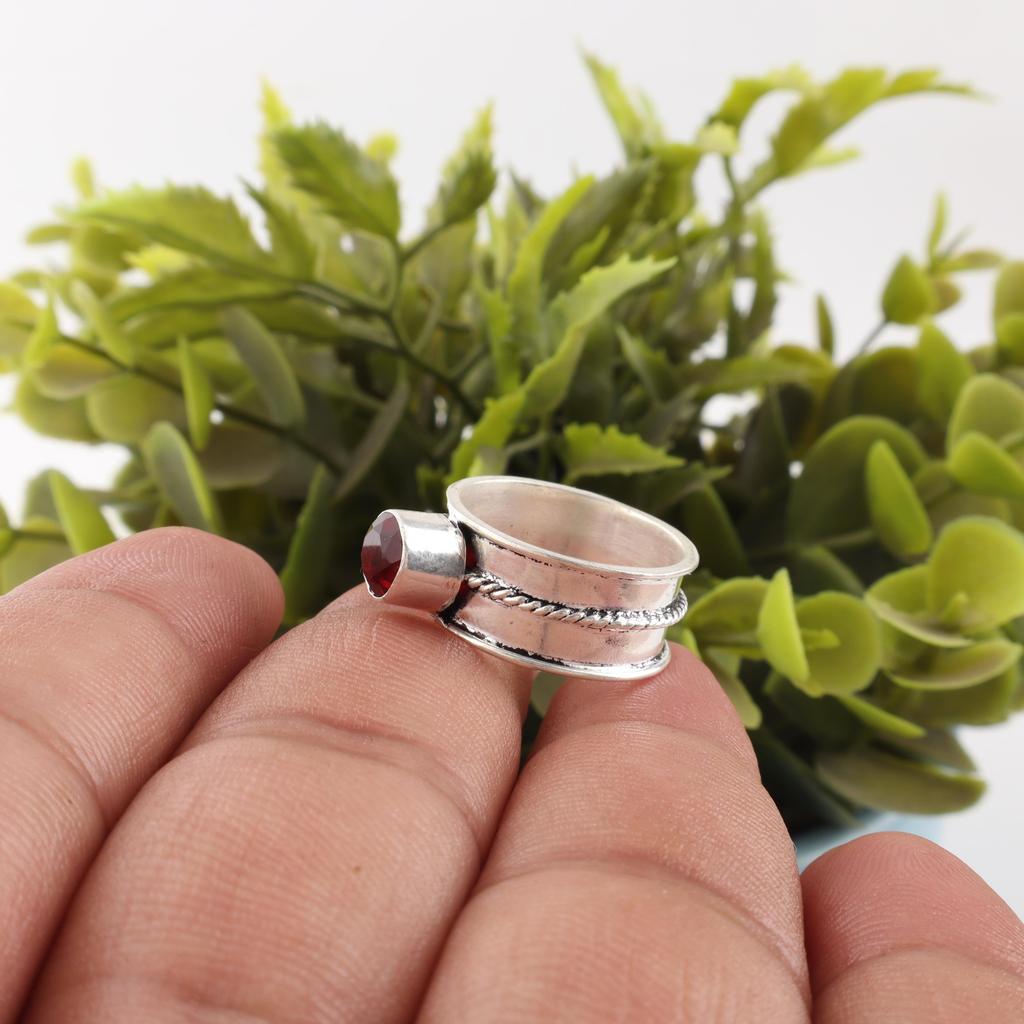 Red Garnet Jewelry, 925 Solid Sterling Silver Ring, Handmade Gemstone Jewelry Ring For Memorial Day