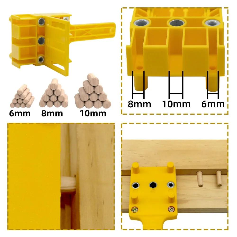 Woodworking Dowel Jig Fits 6/8/10mm Drill Guide W/ Drills Metal Sleeve Wood Drilling Doweling Hole Saw Tools Handheld Jigs
