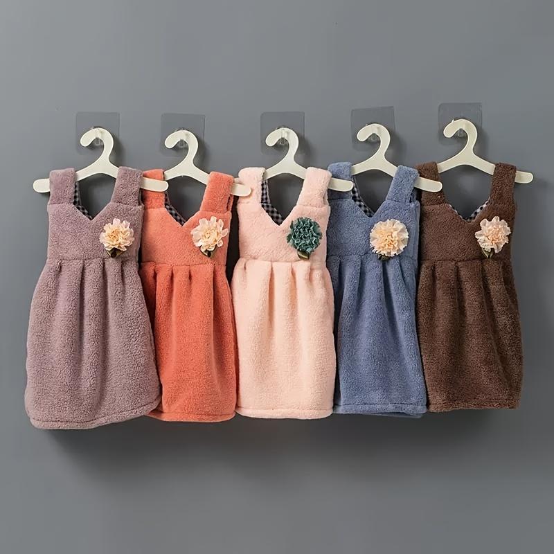 2 Stück Niedliches Hänge-Handtuch mit Blumenstickerei Schnelltrocknend, Nicht Saugfähig Polyester, Perfekt für Küche, Bad und Heimgebrauch Inklusive kleinem Aufhänger