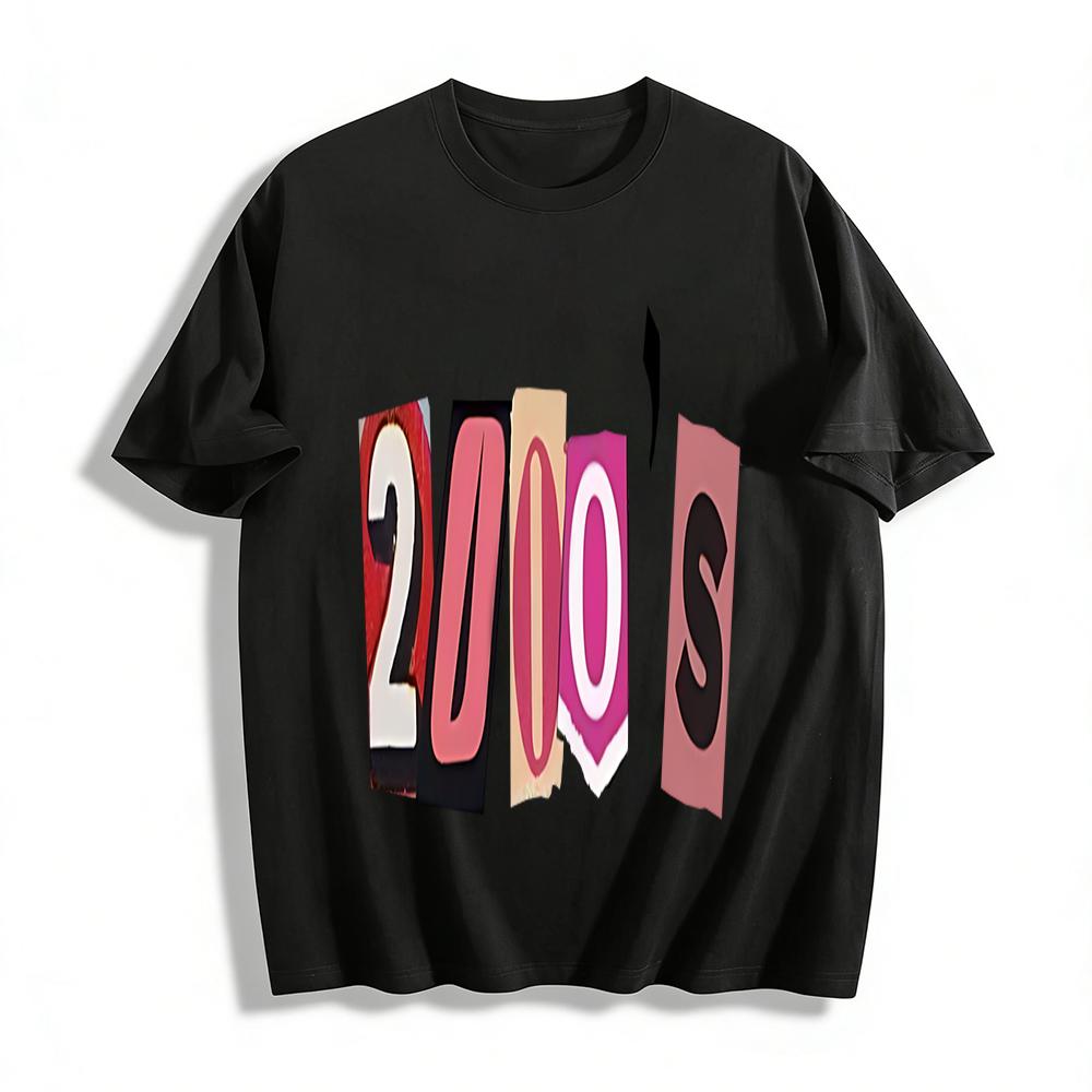 

2000s Y2K Retro Print Short Sleeve Unisex Casual Loose Crewneck Top Trendy Millennium Vibe Tee Pure cotton T-shirt XXS