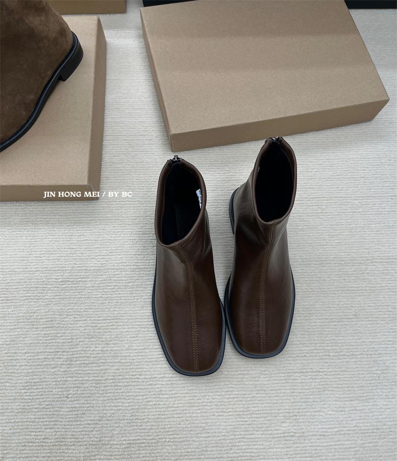 Retro suede thin boots women's 2025 autumn new versatile thick-soled elastic boots new rear zipper thick-soled short boots