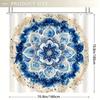 1pc Mandala Shower Curtain, Ocean Wave & Droplets, Blue & Beige, Easy-Clean Polyester, Plastic Hooks, Modern Bath Decor