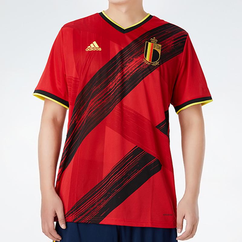 Adidas Belgium National Team Home Fan Edition Sports Short-Sleeve Jersey Men Tops College-Red EJ8546
