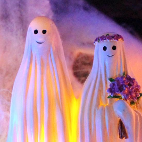 Halloween Leuchtende Geister Braut Bräutigam Statue Weiches Warmes Leuchten Gruselig Außen Innen Nachtlicht Feiertagsparty Dekoration