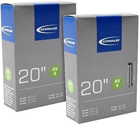 

SCHWALBE AV6 American-style tubes for 20x1.10/1.50 (28/40-406) tires, set of two, boxed.