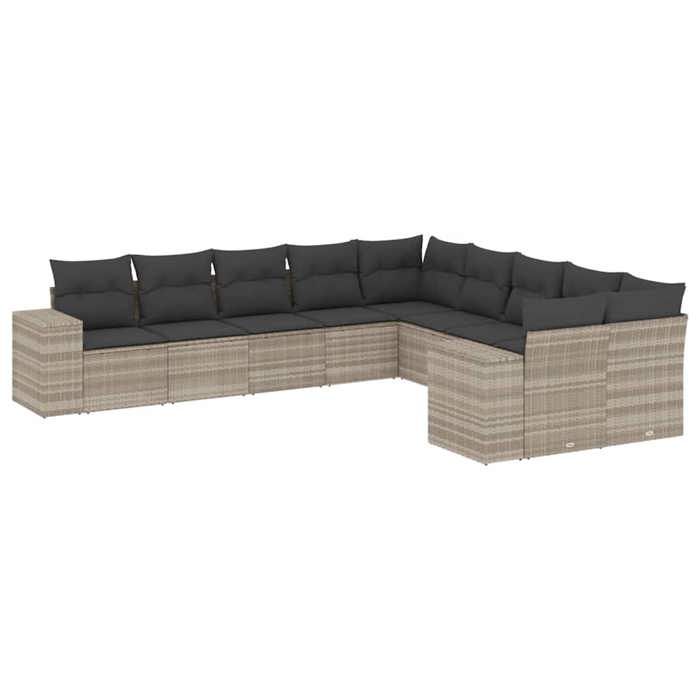 VidaXL Garden Lounge Set with Cushions 10 Pcs, Patio Sofas, Furniture Set, Outdoor Terrace Furniture, Grey 3223111