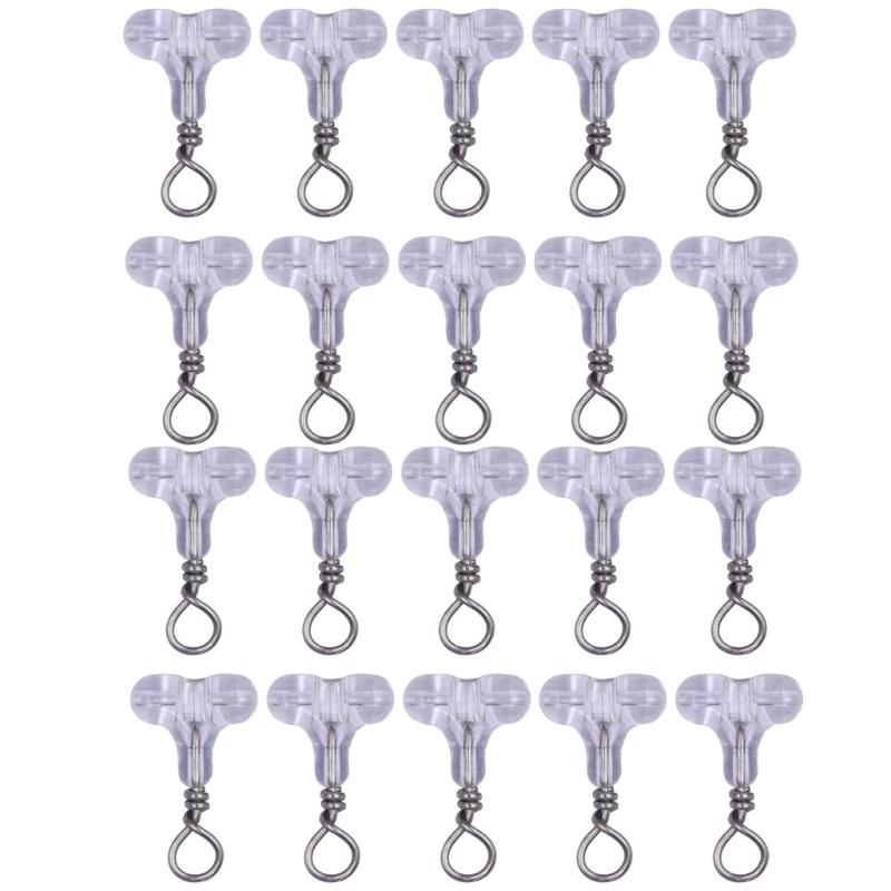 50Pcs Clear Oval Double Hole Beads Fishing Beads B Type Pin 3 Way Connector Quick Installation Fishing Gear Tackle