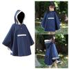 Kids Raincoat Poncho Waterproof Hooded One-Piece Rainwear Dark Blue Lightweight For Outdoor Travel Camping Festival