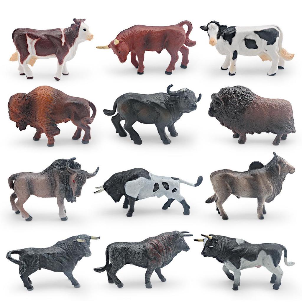 Wild Animal Calf Models: Antelope, Musk Ox, Water Buffalo Bull for Children's Cognitive Play