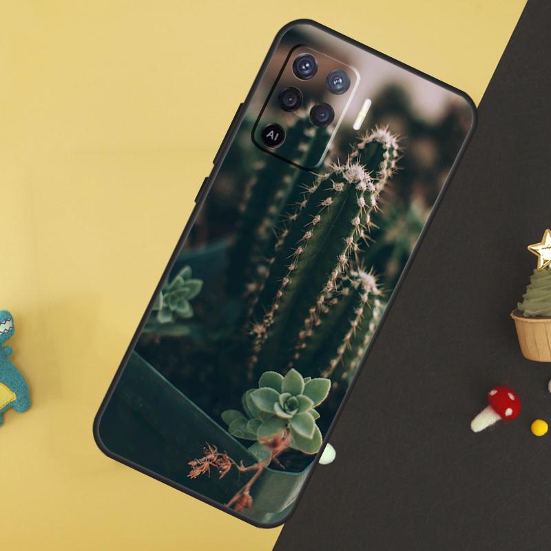 Plant Cactus Case For Oppo A5 Pro A6 A15 A16 A76 A96 A17 A57 A98 A58 A78 A18 A38 A54 A74 A94 A40 A60 A80