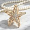 Modische Seestern-Brosche mit Strasssteinen und Perlen Elegant Einfach Vielseitig Hochwertiges Dekoratives Anstecknadel-Accessoire für Kleidung