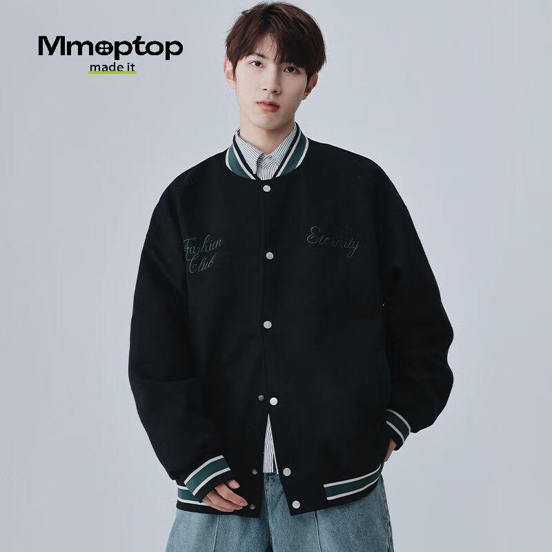MMOPTOP Men's Suede Embroidered Baseball Jacket