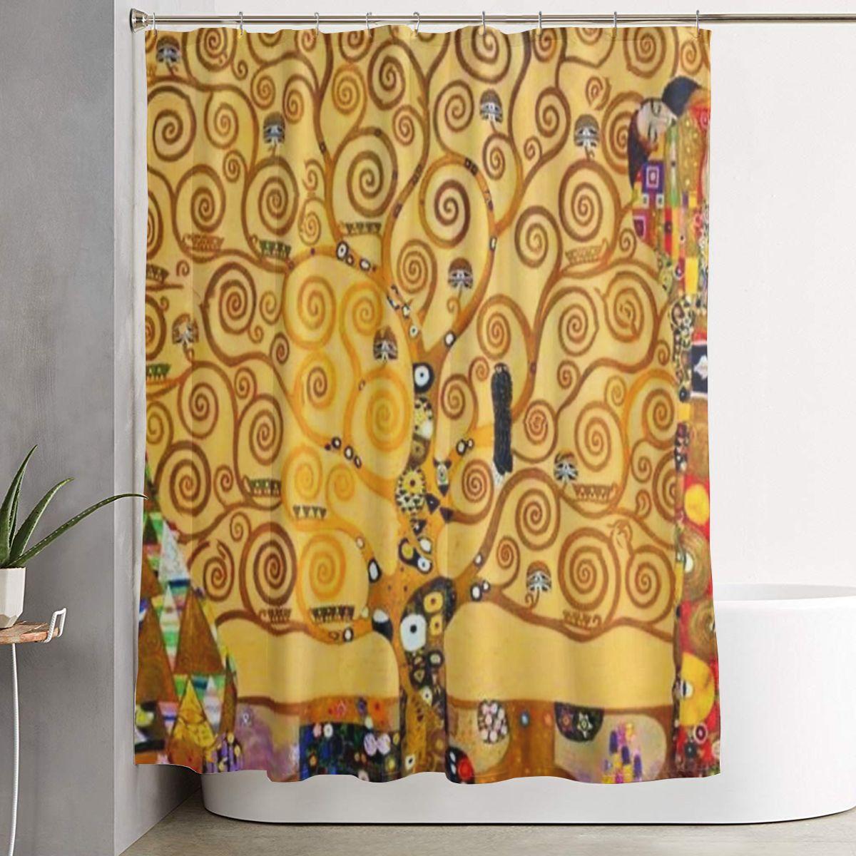 Jessica Chen Gustav Klimt - Tree Of Life Shower Curtain Bathroom Polyester Waterproof Bath Curtains With Hooks