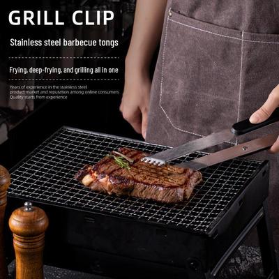 Edelstahl Anti-Hitzschlag BBQ-Zange für Fisch, Fleisch & Grillgitter