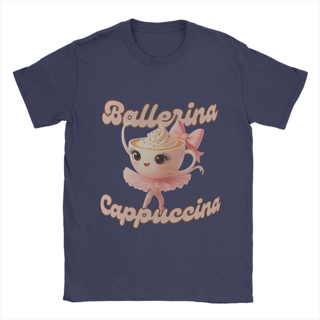 Ballerina Cappuccina T Shirt For Men Summer Funny Coffee Meme Streetwear T-Shirts Comfortable Tees Plus Size Design Tops