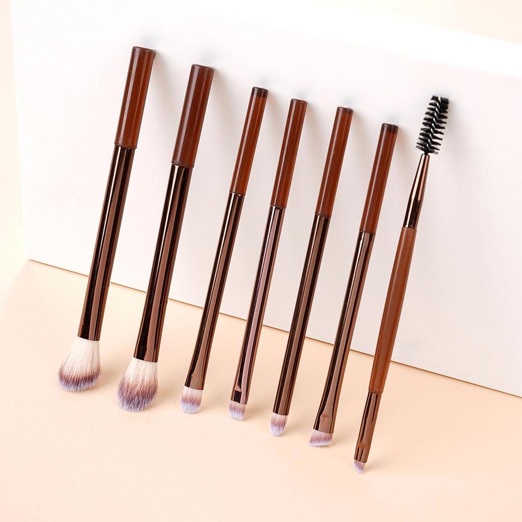 Dual-Ended Long Handle Eye Brush: Spiral Mascara, Angled Eyebrow Brush, Small Comb, Powder, and Eyeliner Functions