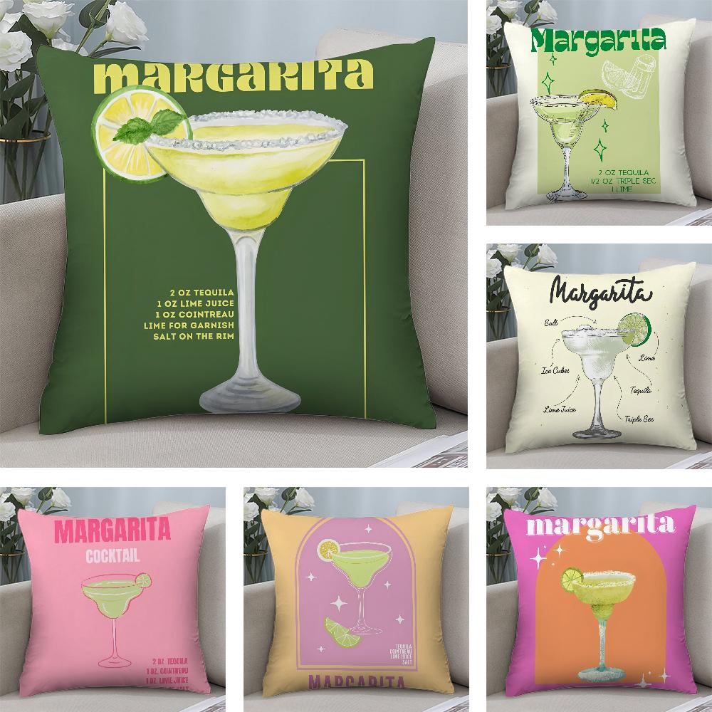 Margarita Cocktail Art Pillow Case Short Plush Pillow Covers Sofa Decorative Gift Home Double-sided Printing Cushion Cover