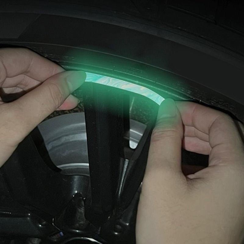 20pcs Decorative Stripe Decal Sticker Vehicle Tire Rims Night Safety Warning Sticker Car Wheel Hub Reflective Sticker