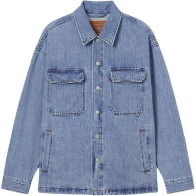 Levis Loose Casual Simple Lapel Single-Breasted Long Sleeve Denim Jacket Men Jackets Light-Blue 003MP-0000