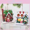 Christmas Wooden House Decor With Snowy Scene For Holiday Home Display