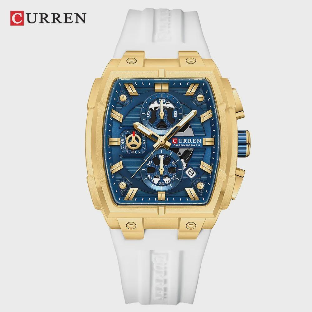 CURREN Silicon Strap Multi-functional Dialn Auto Date Design Men's Watch Sports Chronograph Watches