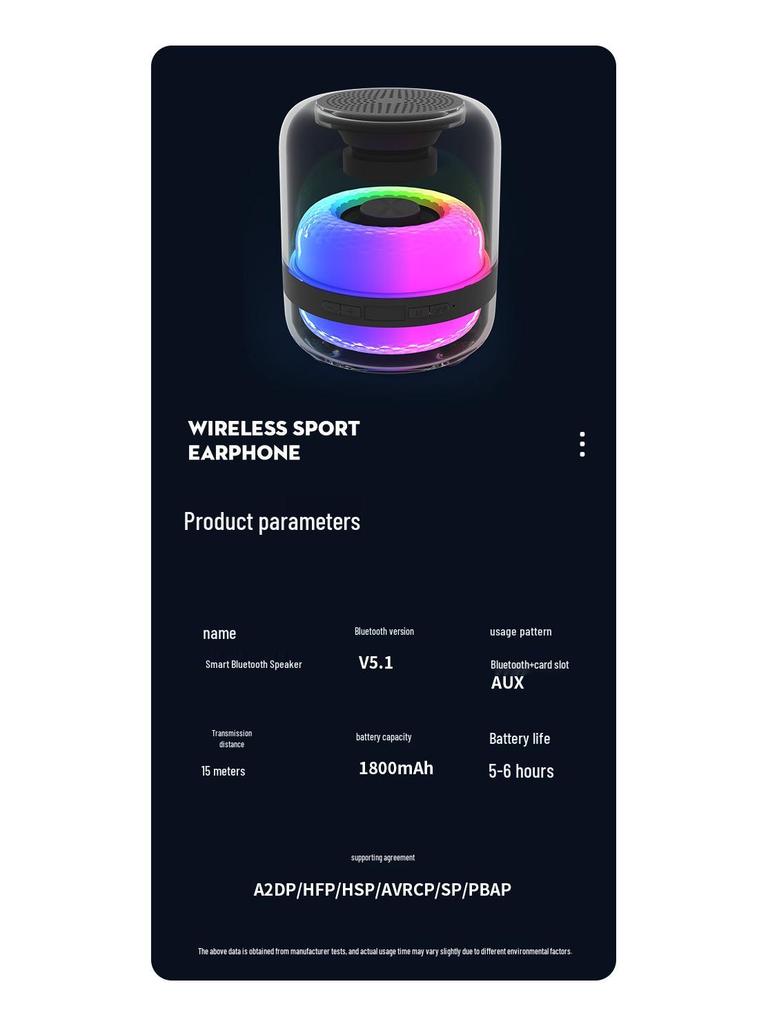 YD-19 RGB Bluetooth Speaker - HIFI Sound, Heavy Bass, Compact Design