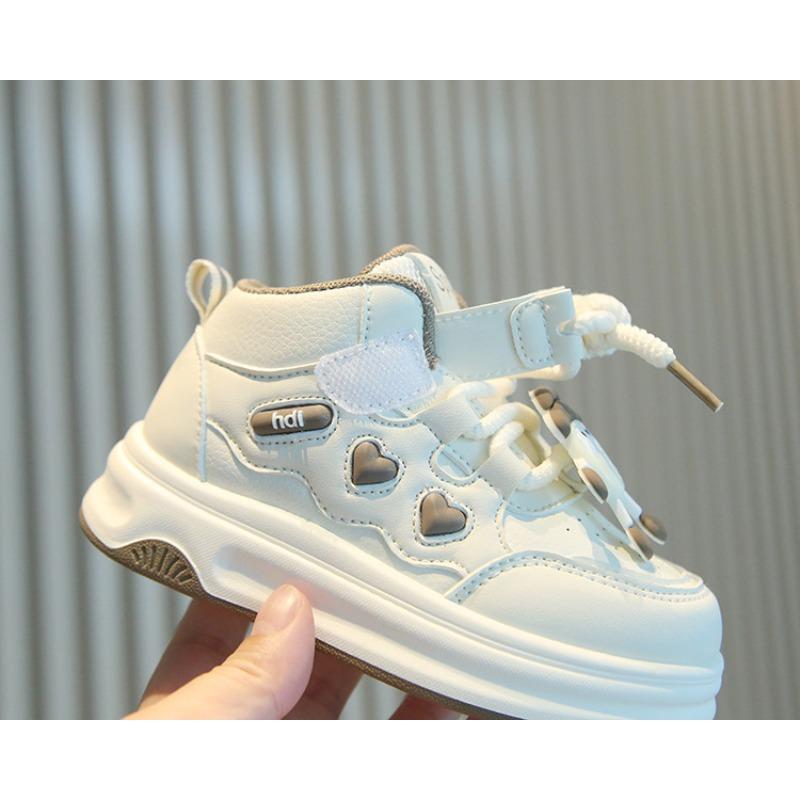 Children's Sports Shoes - Spring/Autumn Cartoon High-Top White Sneakers for Girls, Casual Skate Shoes for Boys, Soft-Soled Shoes for Toddlers