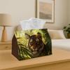 1pc Tissue Box Holder | Majestic Tiger - Multifunctional Napkin Dispenser for Home, Party, Car Decor - Polyester, Decorative Tissue Paper Organizer, L