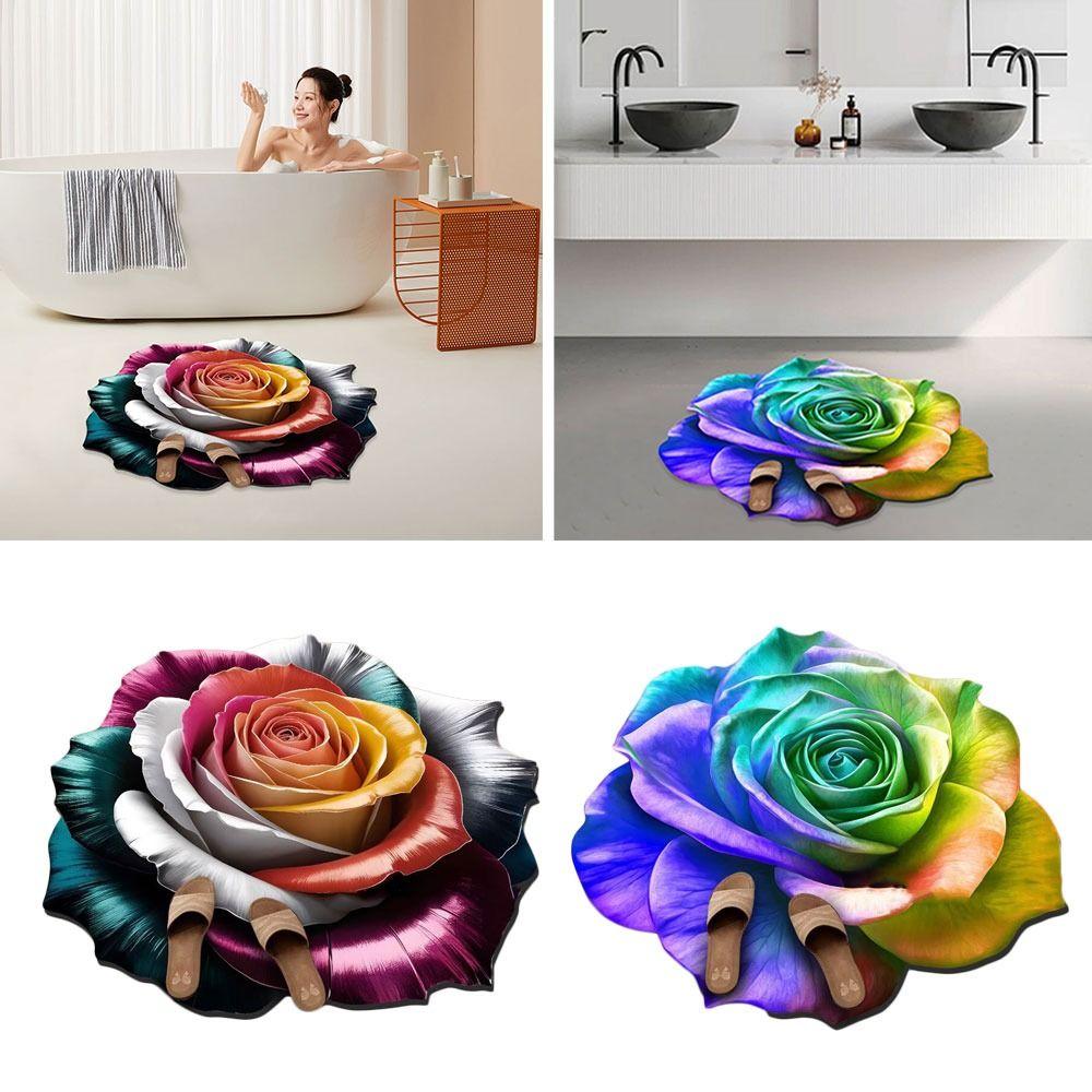 Soft Peony Floor Mat Non-slip Bathroom Floor Mat Door Gasket  for Living Room Tea Table Bedside