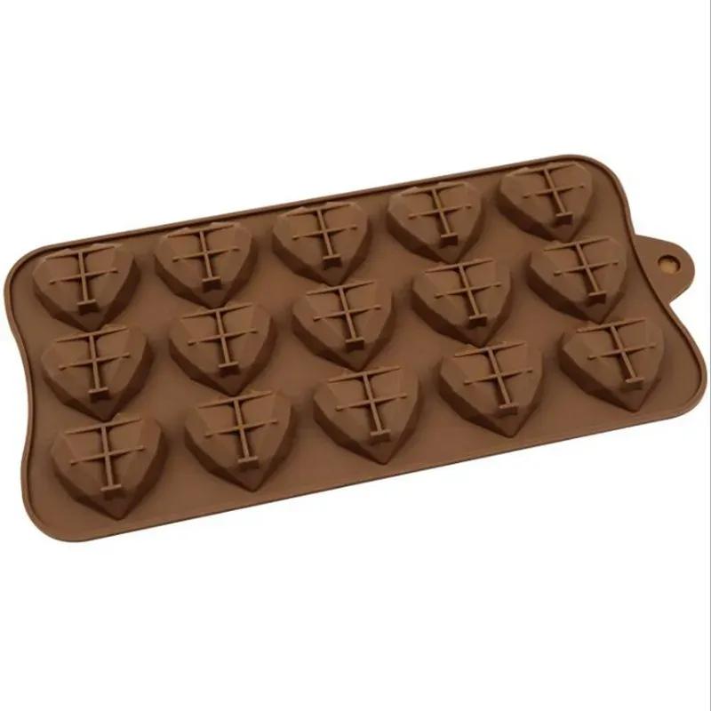 2pcs 15 Cavities Mini Heart Chocolate Mold Silicone Diamond Candy Molds Gummy Jelly Mould Cake Decoration Accessories