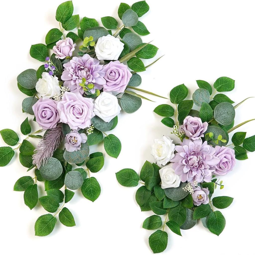 2Pcs Artificial Rose Flowers Green Plant Decoration, For Outdoor Patio Garden Wedding Reception Background Decoration, Flower Decoration Wall Home