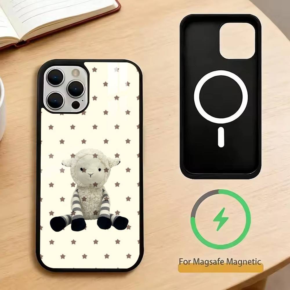 

Cute plush little sheep Phone Case For iPhone17,16,15,14,13,12,11 Plus,Pro Magnetic For Magsafe Wireless Charging iPhone16