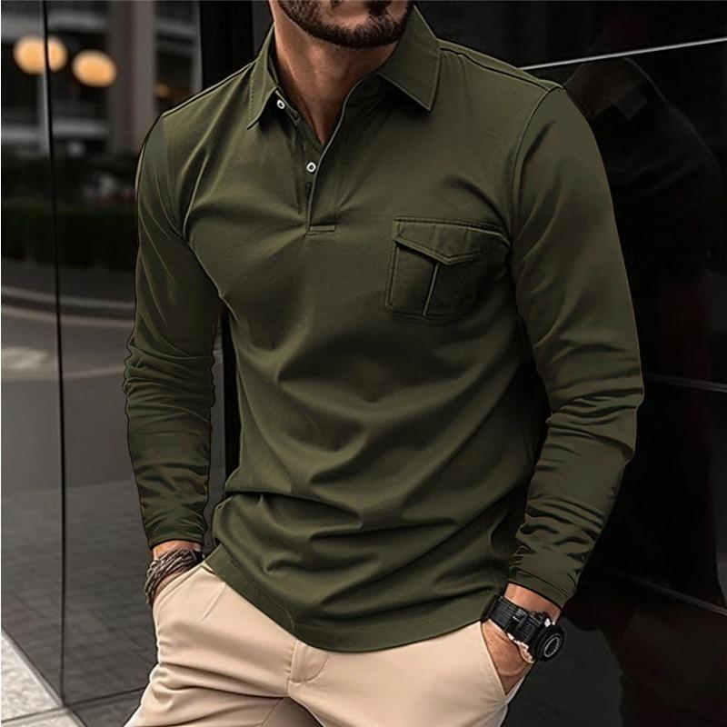 Spring/Autumn New Arrival Men's Long-Sleeved Polo Shirt Casual Collared Sports Polo Shirt Solid Colour Top