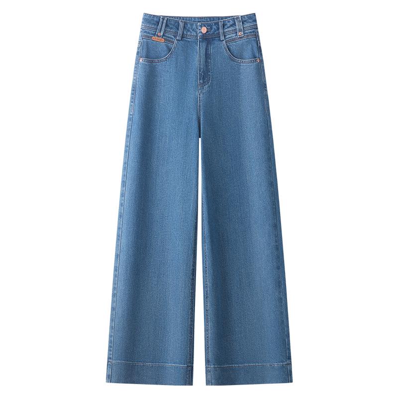 Women's Retro Slimming Blue High-Waisted Wide-Leg Jeans, Spring/Autumn 2025 Collection