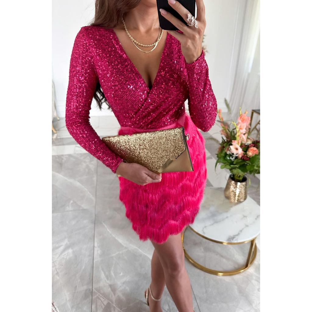Women's Autumn and Winter Sequins Casual Loose Dresses