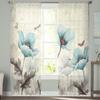Vintage Flower American Pastoral Green Dragonfly Voile Sheer Curtain Living Room Window Tulle Curtain Kitchen Bedroom Home Decor