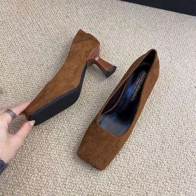 Pumps Ladies Shoe Female Square Toe Sandals 2024 Trend Simplicity Slip-On Footwear Elegant Career Women High Heels Shoes