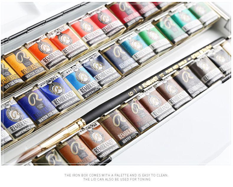 REMBRANDT Solid Watercolor Set: 36/24/12 Color Palette for Artists