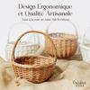 Creative Home Cesta de Pascua Pequeña de Mimbre | 22 x 22 x 26 cm (+-- 2 cm) | Cesta con asa | Tejida a mano | Cesta de frutas