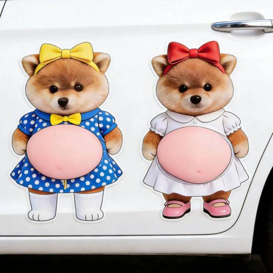 1 Paar Elastischer Bauchtier-Aufkleber Angst Stressabbau Cartoon Bär Hund Katze Aufkleber mit Dickem Bauch Bauchtier zum Kneten Kollisionsschutz-Aufkleber