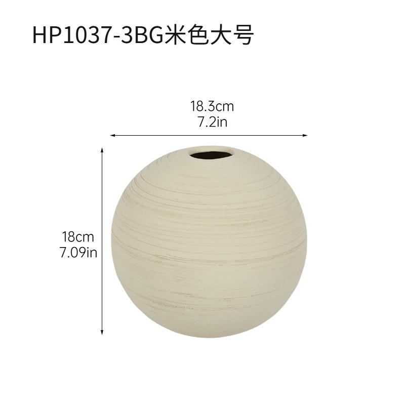 European Style Ceramic Round Ceramic Vase Frosted Spherical Flower Arrangement Ornaments Living Room Dining Table Floral Vase