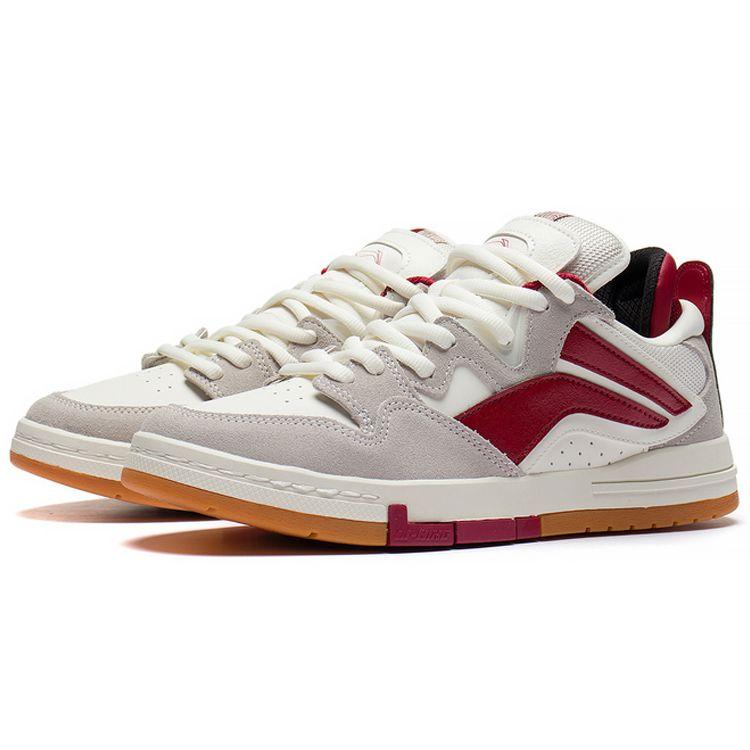 Li Ning Weiwu Pro Comfortable Casual Non-Slip Wear-Resistant Lightweight Low-Top Skate Shoes Women Sneaker Gray Red AECS060-1