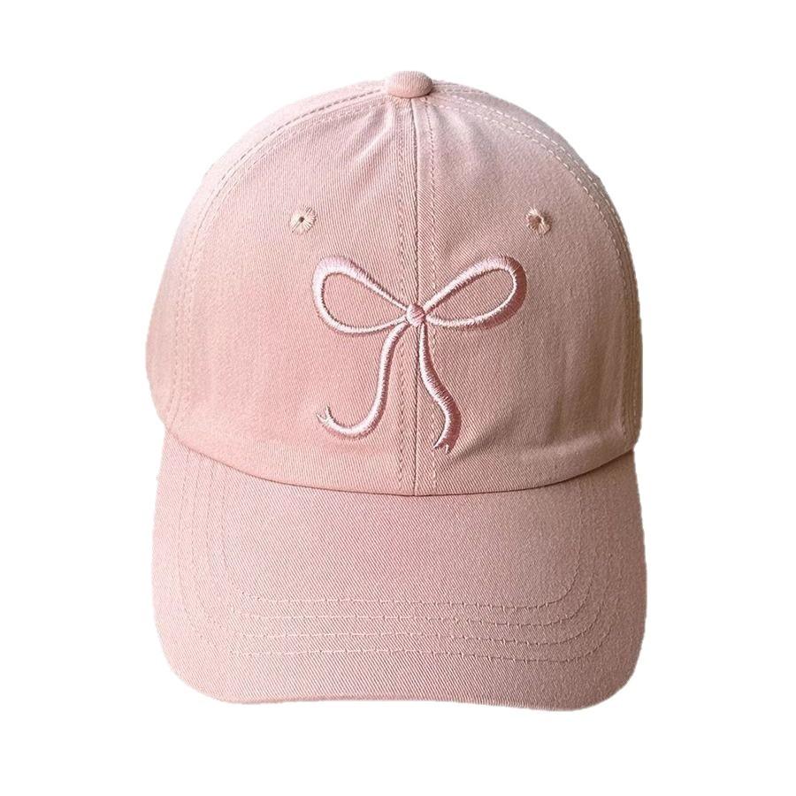 Korean-style fashionable soft-top baseball cap for women, spring casual versatile bowknot duckbill cap, sun protection sun hat