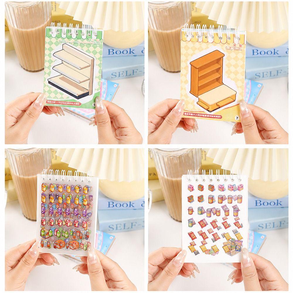 Cartoon 3D Landscape Sticker Book Decorative Miniature Scene Collage DIY Cabin Scene Sticker Toy