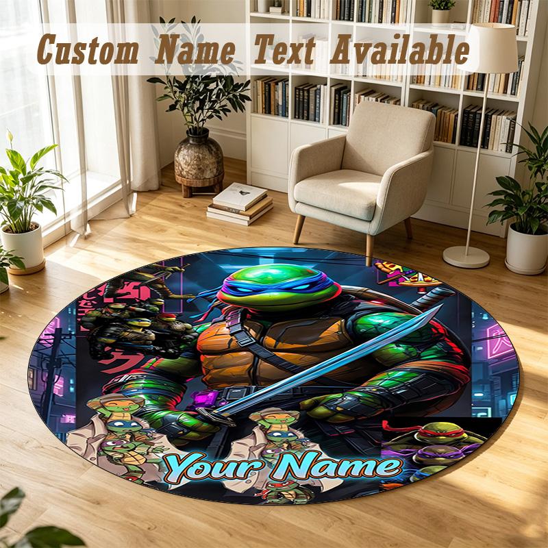 Round Rug Custom NameTeenage Mutant Ninja Turtles Pattern Non Slip Carpet Home Floor Decor