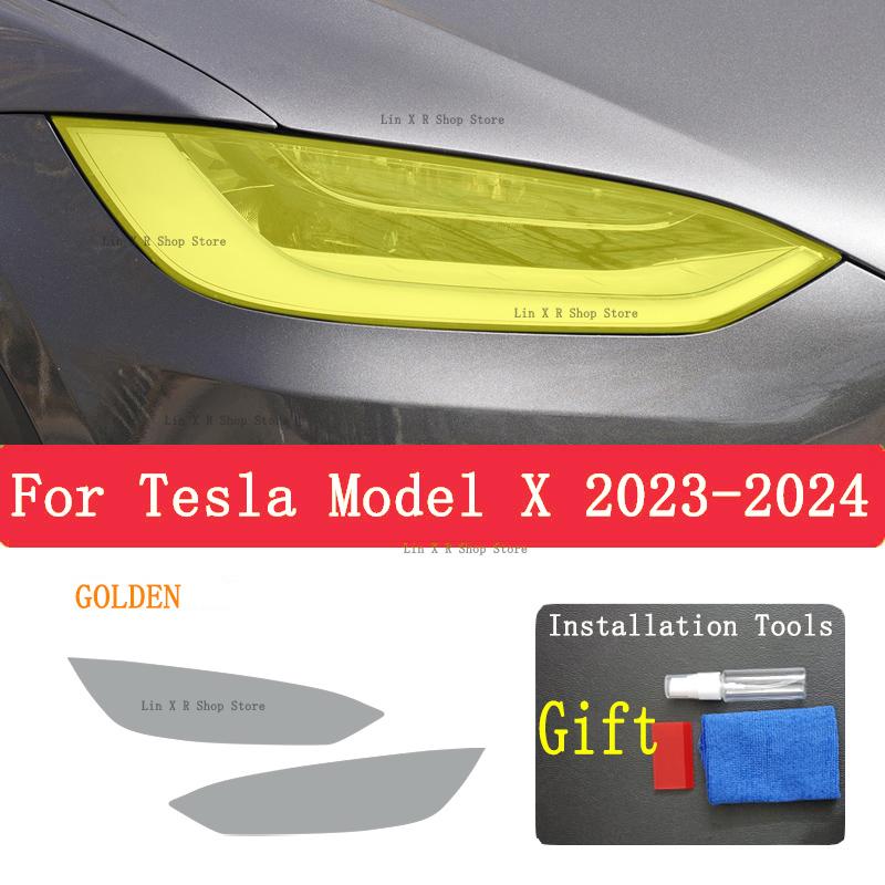 For TESLA Model X  2024 Car Exterior Headlight Anti-scratch Front Lamp Tint TPU Protective Film Repair Accessories