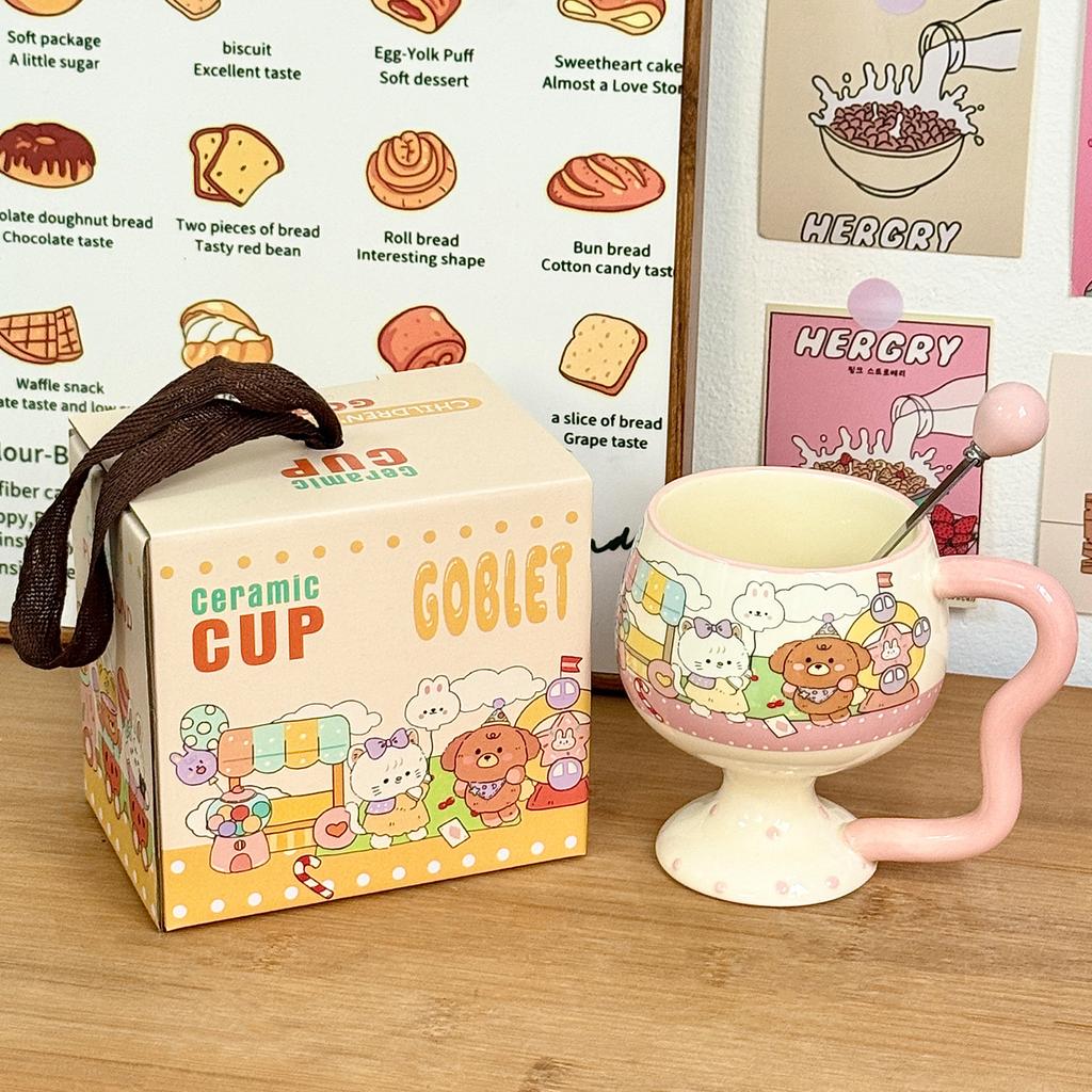 Cute Girl Goblet Cartoon Mug Ceramic Water Cup Household High-value Coffee Cup Good-looking Birthday Gift