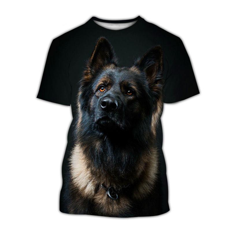 Neue Haustier Hund 3D Druck T-Shirts Männer Frauen Deutscher Schäferhund Tier Kurzarm T-Shirt Übergroßen Harajuku Tees Tops Kinder Kleidung 5XL black